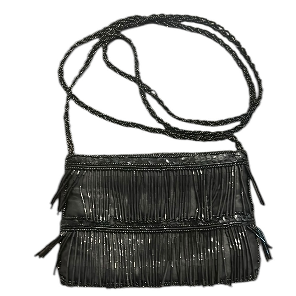 Mini Shoulder Purse Beaded Black Evening Bag